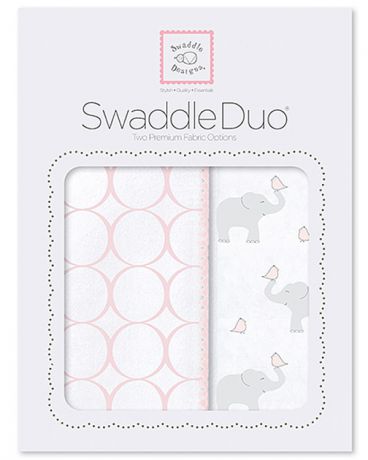 SwaddleDesigns Pastel Mod Elephant and Chickies 2 шт. пастельно-розовые