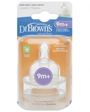 Dr.Brown’s Силиконовые соски с широким горлышком от года 2 шт.  Браун (Dr.Browns)