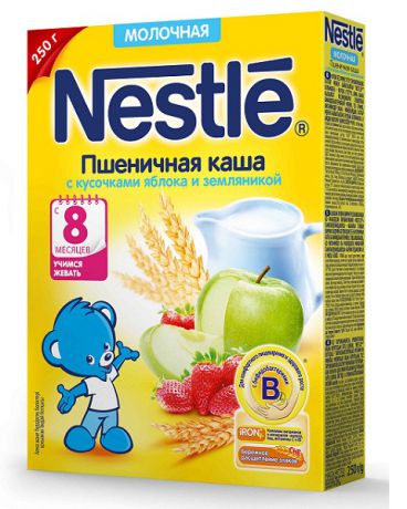 Nestle молочная Пшеничная земляника-яблоко с бифидобактериями