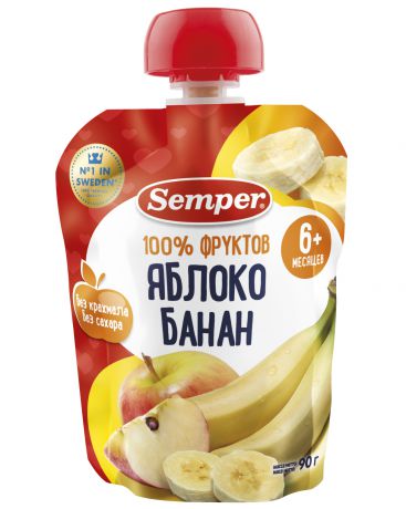 Semper яблоко и банан в мягкой упаковке