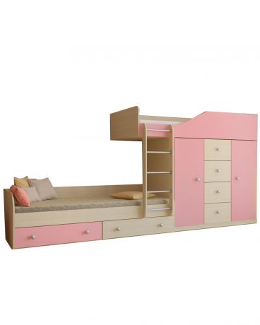 РВ мебель Астра 6 дуб молочный/розовый