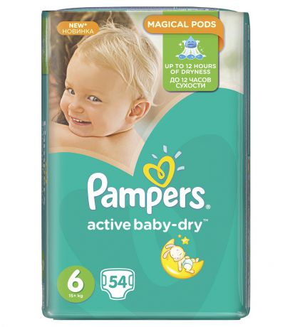 Pampers Pampers Active baby-dry extra large jumbo (Памперс Актив бэби экстра лардж джамбо) 6, от 15 кг, 54шт.