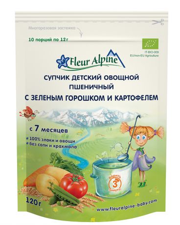 Fleur Alpine Органик овощной пшеничный с зелёным горошком и картофелем