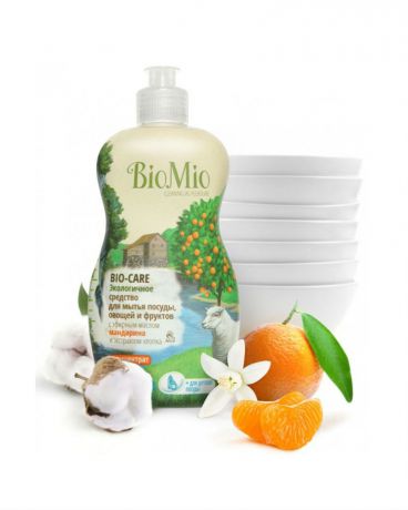 BioMio для мытья посуды, овощей и фруктов с маслом мандарина экологичное BioMio