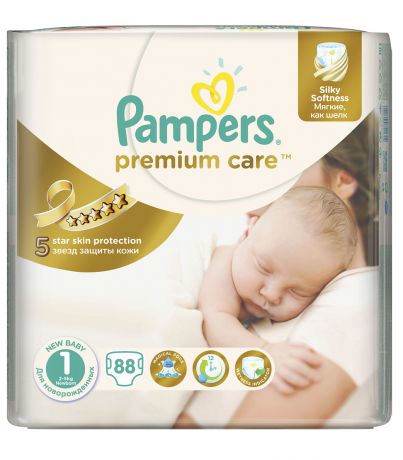 Pampers Premium Care 1 newborn 2-5 кг 88 шт.