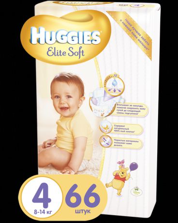 Huggies Элит Софт Мега 4 (8-14 кг) 66 шт