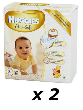 Huggies Элит софт 5-9 кг 2 пачки