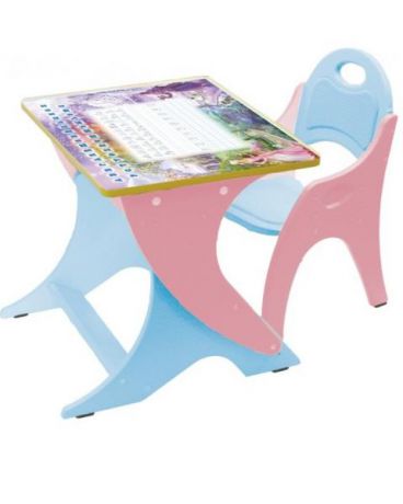 Интехпроект регулируемой парта и стульчик розовый-голубой Зима-Лето