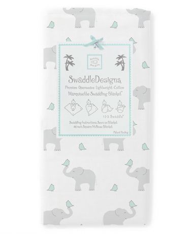 SwaddleDesigns Marquisette Pastel Elephant and Chickies морской кристалл