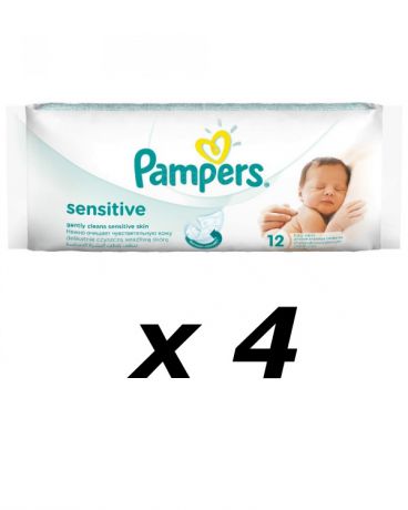 Pampers Сенситив 12 шт. 4 пачки