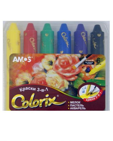 Amos Восковые  Краски 3 в 1 6 цв