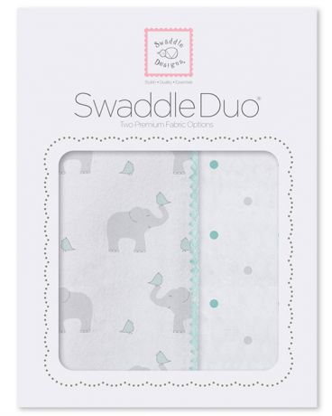 SwaddleDesigns Pastel Elephant and Chickies 2 шт. морской кристалл