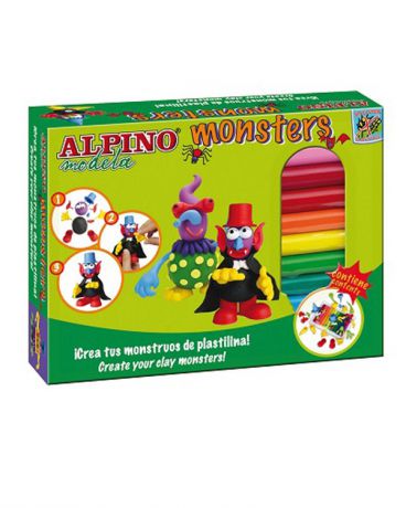Alpino пластилина Monsters (Ужастики) 12 цветов и 4 комплекта деталей Alpino (Альпино)