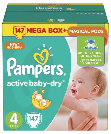 Pampers Active Baby-Dry 8-14 кг 4 147 шт.