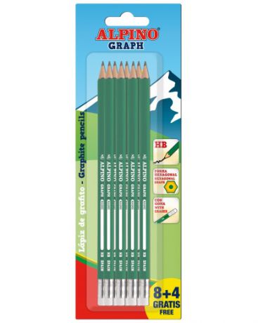 Alpino графитные шестигранные Junior с ластиком 12 шт