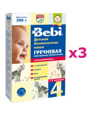 Bebi гречневой безмолочной 3 шт 200 г