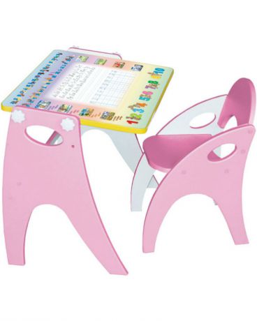 Интехпроект Парта-мольберт и стульчик Буквы-Цифры розовый