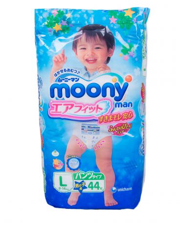 Moony для мальчиков L (9-14 кг) 44 шт