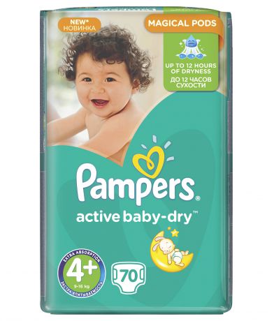 Pampers Active Baby-Dry 9-16 кг 4+ 70 шт.