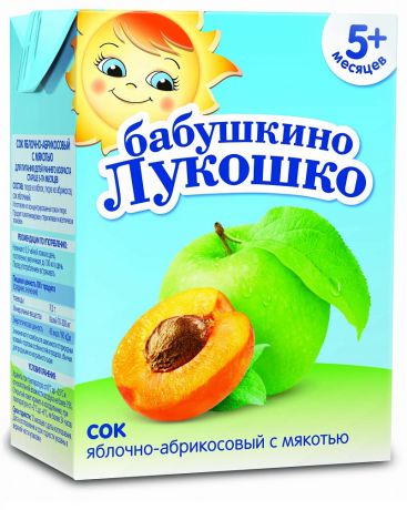 Бабушкино Лукошко с мякотью Яблочно-абрикосовый 0,2 л
