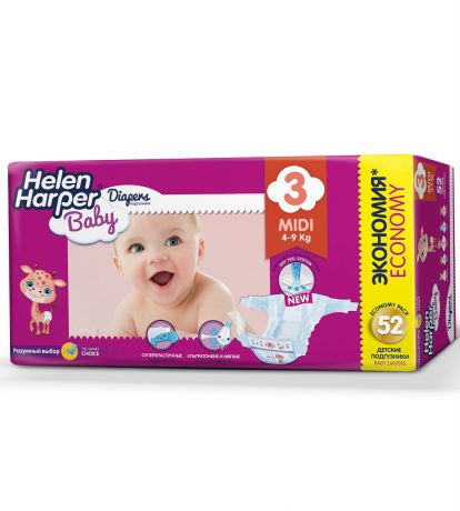 Helen Harper Baby Midi (4-9 кг) 52 шт