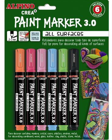 Alpino Paint Marker для дизайна и декорирования 6 шт разноцветные
