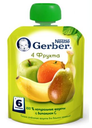 Gerber 4 фрукта 190 г