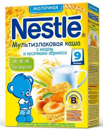 Nestle мультизлаковая с медом и кусочками абрикоса молочная 250 г