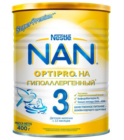 NAN Детское Молочко Optipro гипоаллергенное 400 г