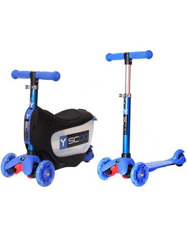 Y-SCOO 3 в 1 Mini Jump&Go со светящимися колесами Dark blue