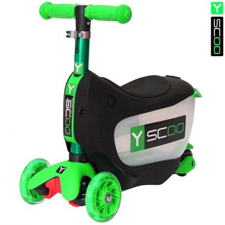 Y-SCOO 3 в 1 Mini Jump&Go со светящимися колесами Green