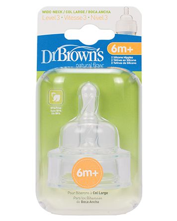 Dr.Brown’s Силиконовые соски с широким горлышком от 6 месяцев 2 шт.  Браун (Dr.Browns)