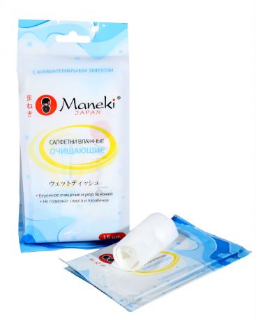 Maneki влажные Kaiteki очищающие с антибактериальным эффектом 15 шт