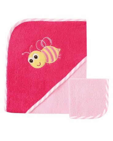 Нева Бэби Полотенце с капюшоном и салфетка Пчелка розовый