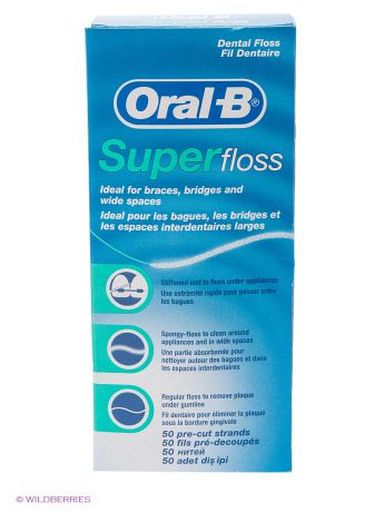 ORAL_B Зубная нить, Super floss, 50 нитей