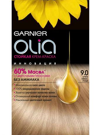 Garnier Стойкая крем-краска для волос "Olia" без аммиака, оттенок 9.0, Очень светло-русый, 160 мл