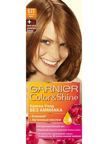 Garnier Краска-уход для волос "Color&Shine" без аммиака, оттенок 6.23, Лесной орех, 110 мл