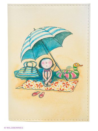 Mitya Veselkov Обложка для автодокументов "Девочка на пляже под зонтом"
