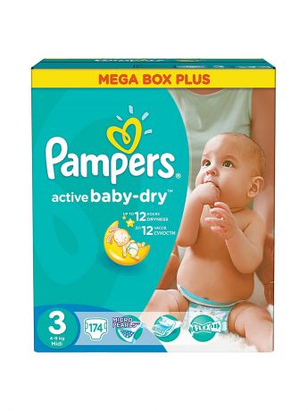 Pampers Подгузники Pampers Active Baby-Dry 4-9 кг, 3 размер, 174 шт