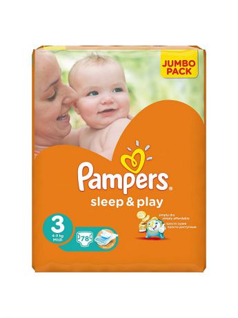 Pampers Подгузники Pampers Sleep & Play 4-9 кг, 3 размер, 78 шт.