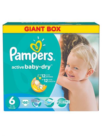 Pampers Подгузники Pampers Active Baby-Dry 15+ кг, 6 размер, 66 шт