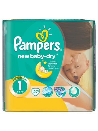 Pampers Подгузники Pampers New Baby-Dry 2-5 кг, 1 размер, 27 шт