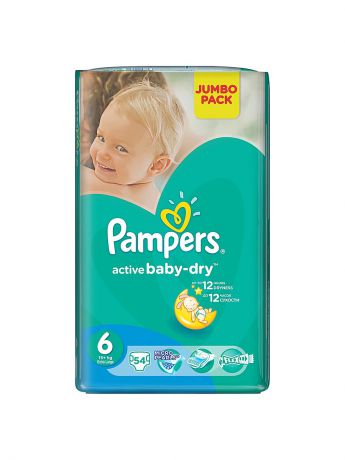 Pampers Подгузники Pampers Active Baby-Dry 15+ кг, 6 размер, 54 шт