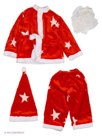 Батик Карнавальный костюм "Санта Клаус мех" (куртка, брюки, колпак, борода, пояс) р.36