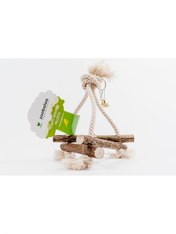 Zoobaloo Игрушка для птиц "Качели 3D хлопковый шнур с колокольчиком маленькая"