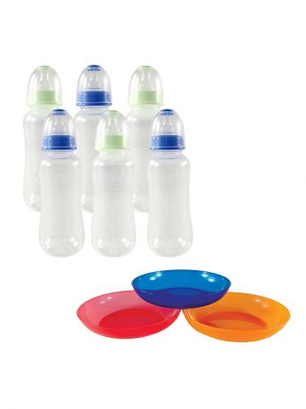 Nurtria Комплект Бутылочки для кормления (силиконовая соска) + Комплект Тарелочки