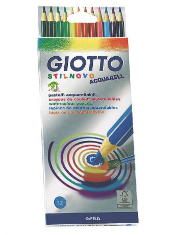 FILA Giotto STILNOVO ACQUARELL 12 AST цв Цветные гексагональные акварельные деревянные карандаши