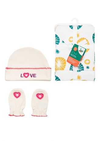babydays Комплект Салфетки для кормления, 2 шт + Шапочка и рукавички-антицарапки, 2 пр.