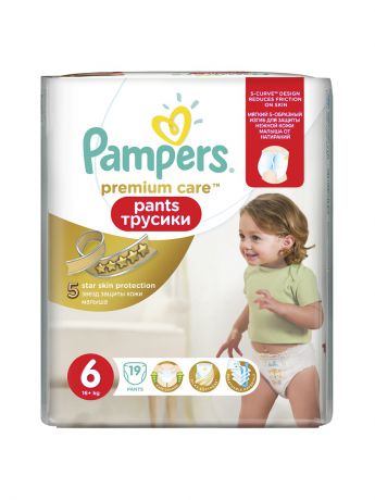 Pampers Трусики Premium Care Pants 16кг+, размер 6, 19 шт.