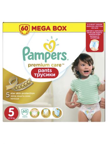 Pampers Трусики Premium Care Pants 12-18кг, размер 5, 60 шт.